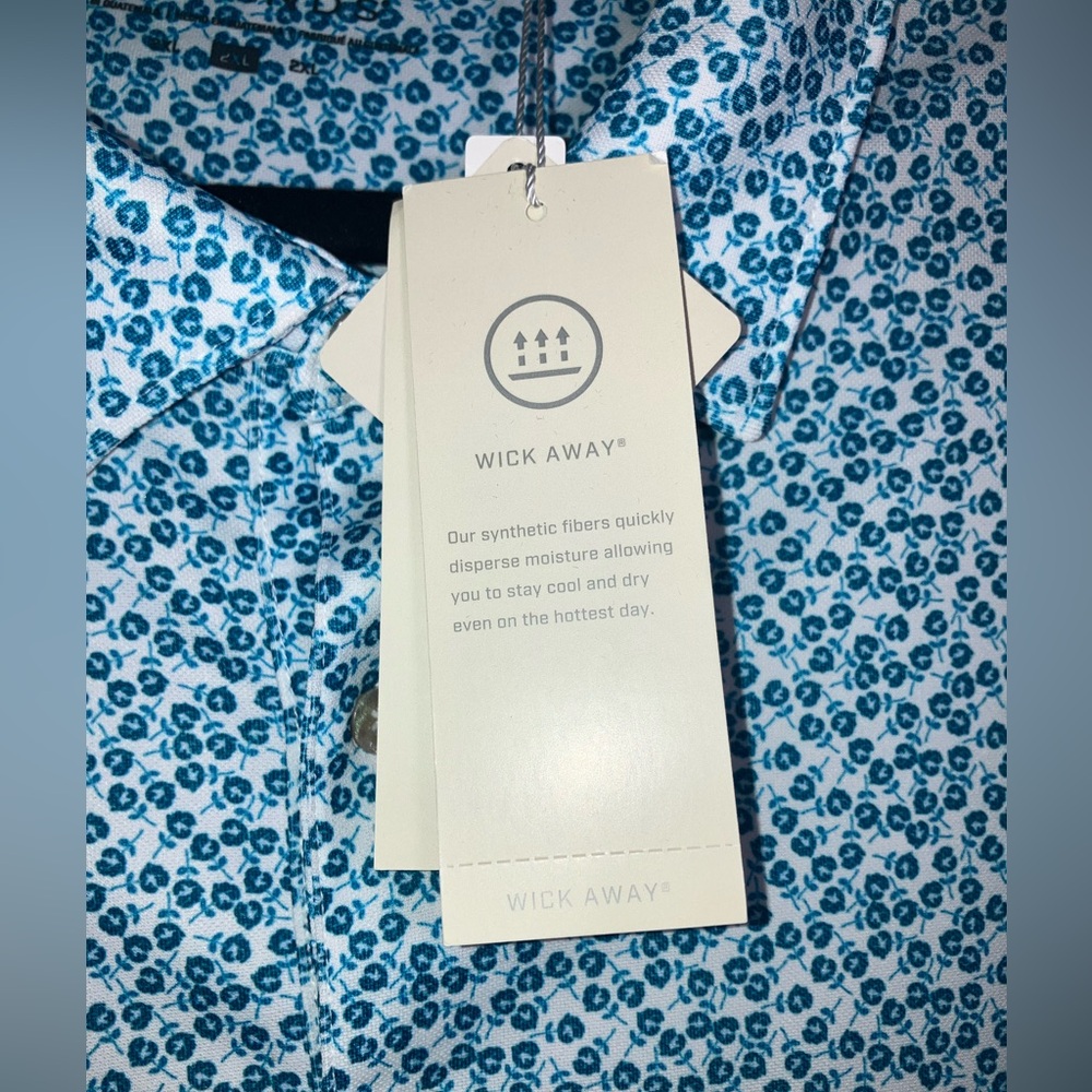 NWT Bermuda Sands Men’s 2X Saddleback Golf Course Floral Blue Shirt - Picture 8 of 14